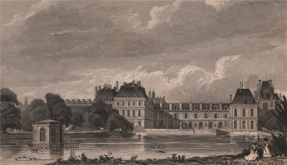 Chateau de Fontainebleau. Seine-et-Marne. BICKNELL 1845 old antique print